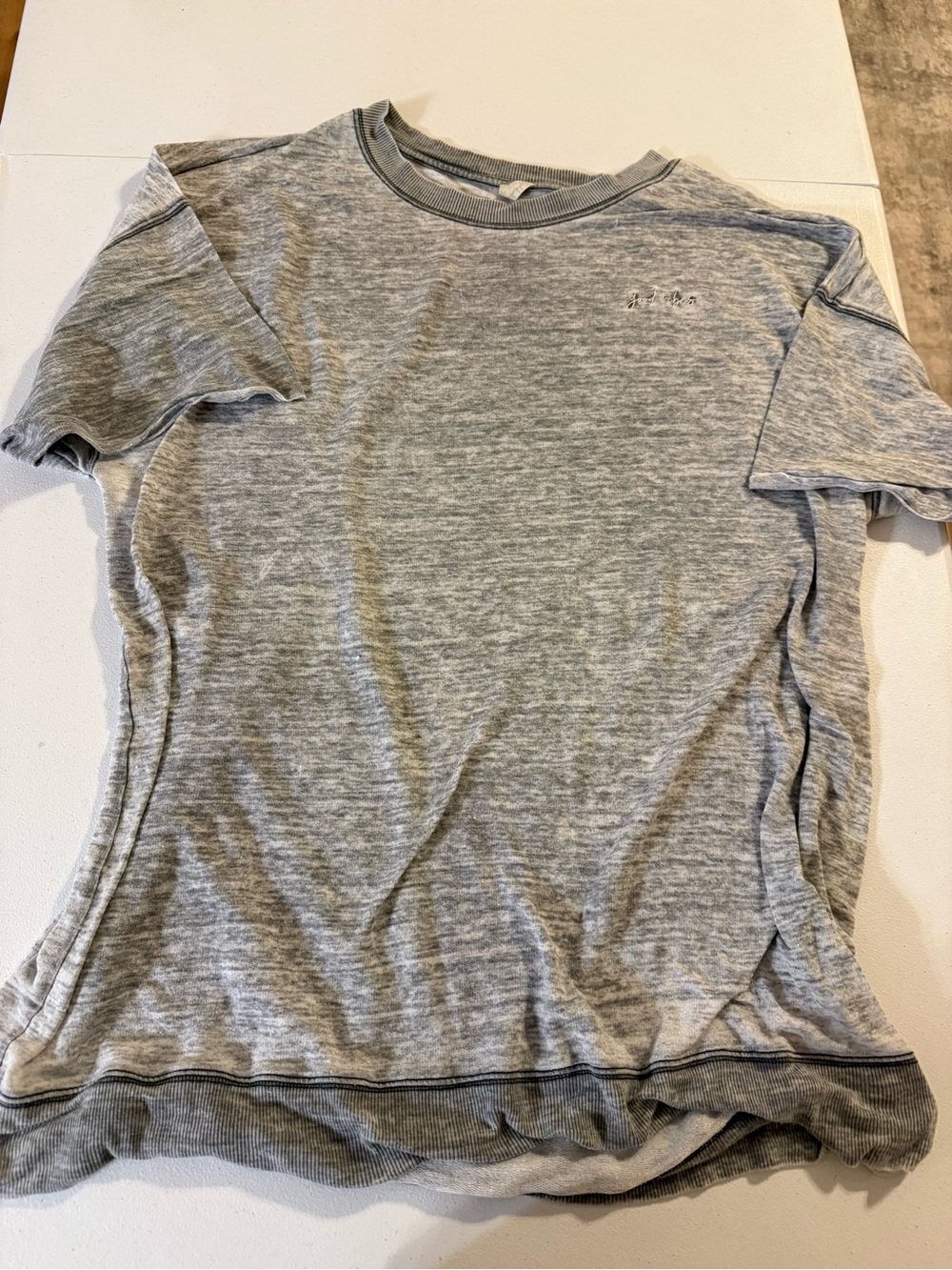 Free People Cozy Cool Girl Women's Heather Gray Short Sleeve Sleep T-Shirt Soft